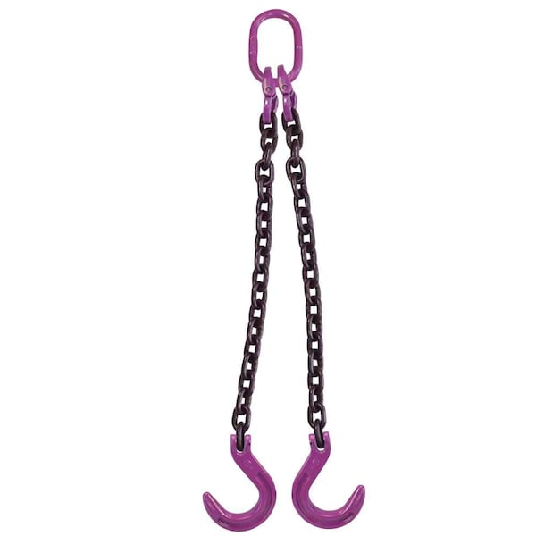 1/2" x 10' - 2 Leg Chain Sling w/ Foundry Hooks - Grade 100